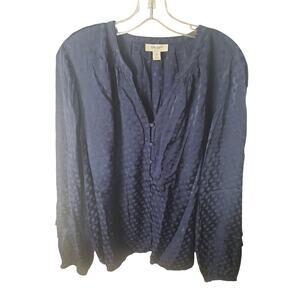 On 34th Navy Blue Dotted Blouse, 2X